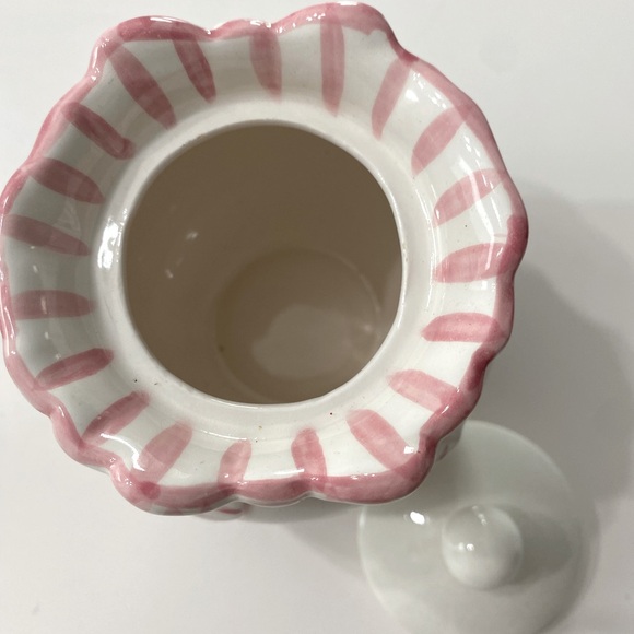 Vintage Ceramic Pink Stripe White Halden Matching Creamer Sugar Tea Party Set - Picture 6 of 9